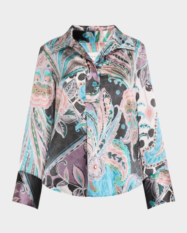 Janetdea Paisley Silk-Blend Blouse